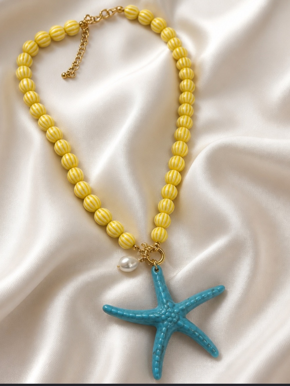 Mayamar Brand New Starfish Yellow Bead and Turquoise Starfish with Pearl Accent